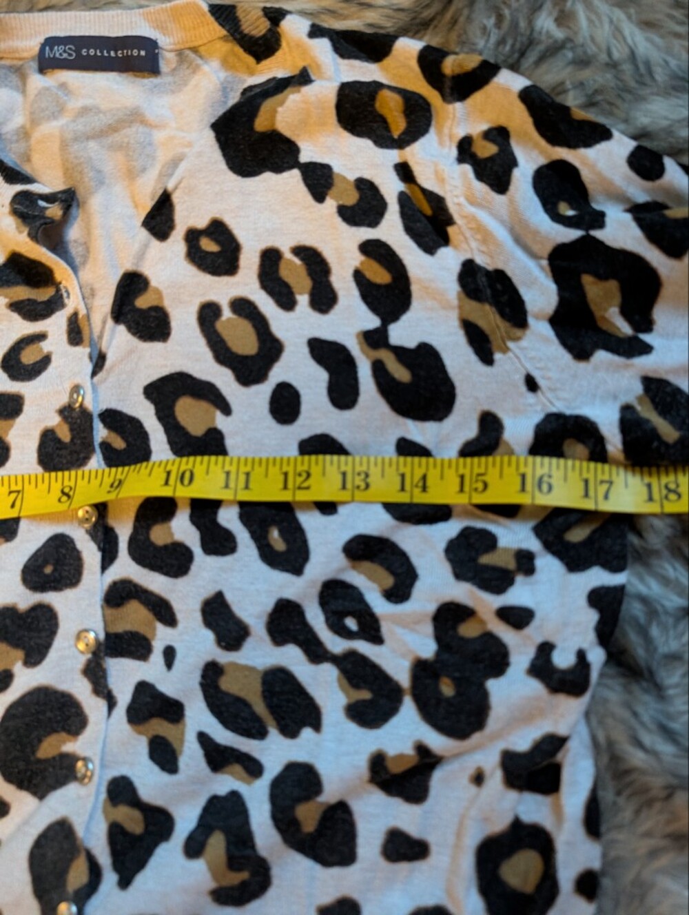 Leopard-Print Button Cardigan - Beige/Black/Brown - Picture 3 of 6